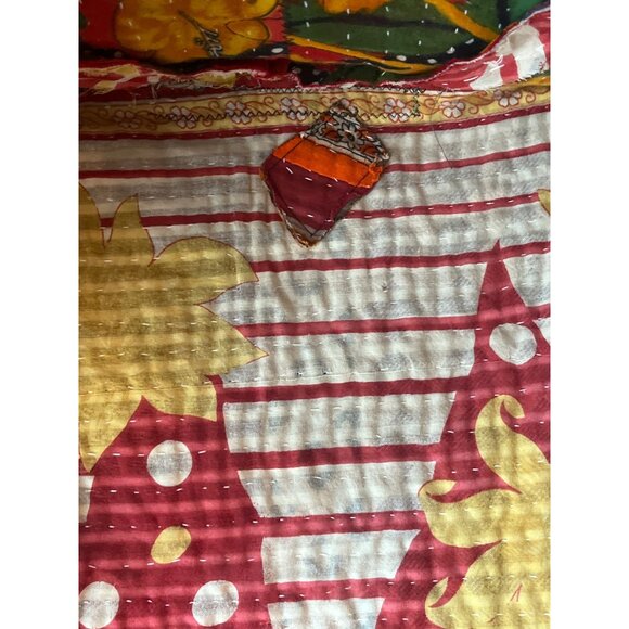 Handmade Indian Kantha Primitives By Char Floral Quilted Vest Jacket - Picture 12 of 12